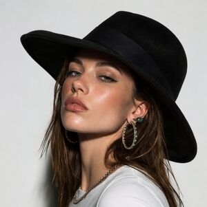 Mr. Kurt Black Felt Wool Wide Brim Hat 21 1/2"